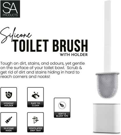 Silicone Toilet Brush Set - Bendable Deep Cleaning Feature