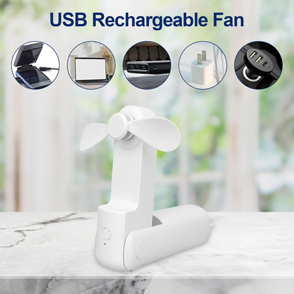 2 in 1 PowerBank Mini Handheld Fan – USB Rechargeable, Foldable & Portable Pocket Fan, Quiet Operation for Travel, Home & Outdoor