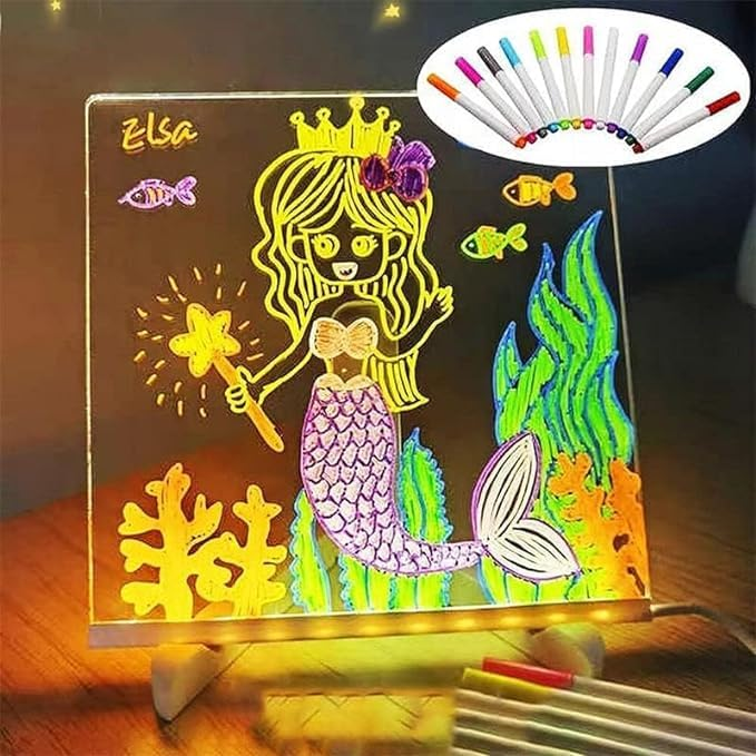 3D Acrylic Writing pad with Pen Message Board rewritable Table lamp drawing kids led