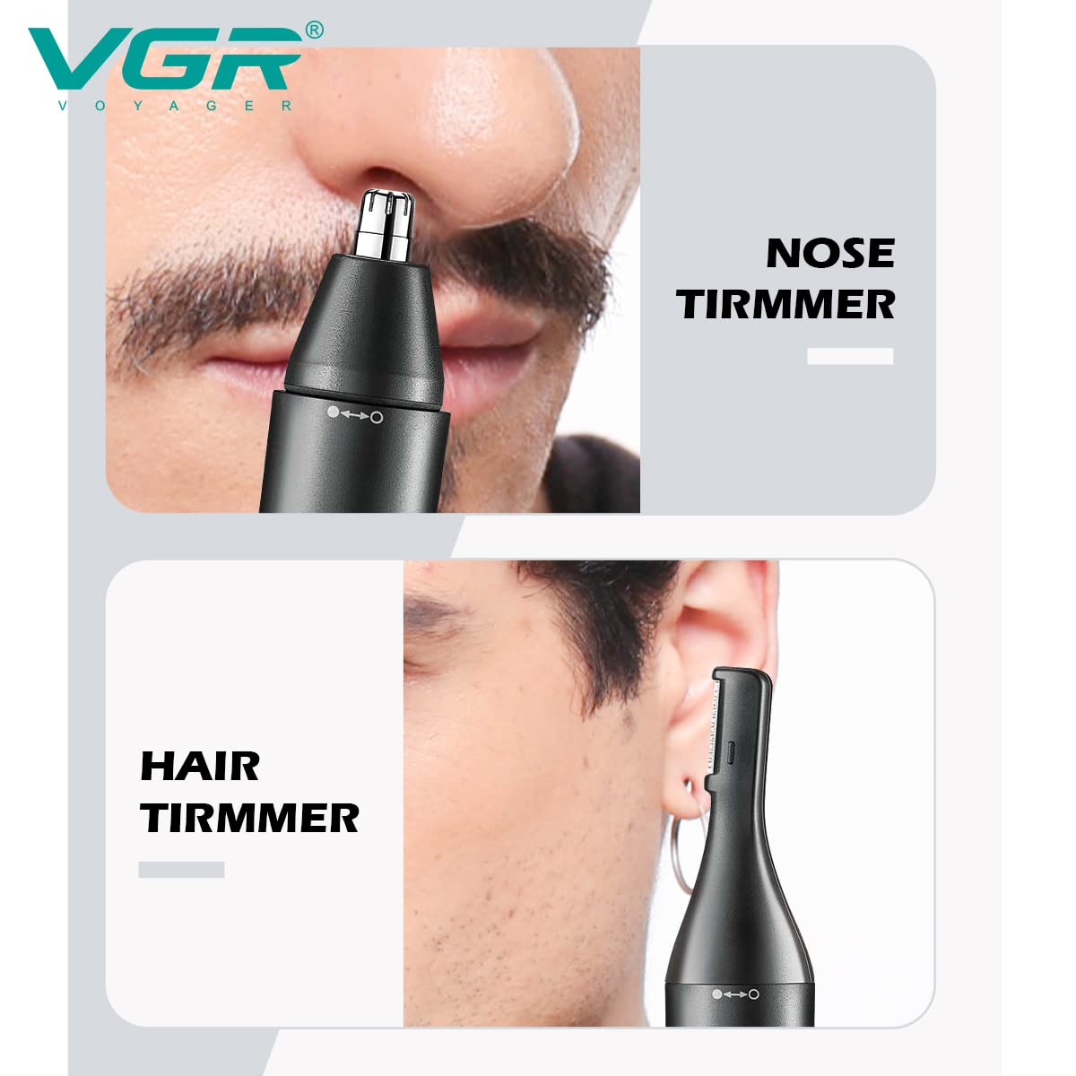 VGR V613 Ear, Nose & Eyebrow Trimmer – USB Rechargeable, Nose Clippers & Facial Grooming Tool