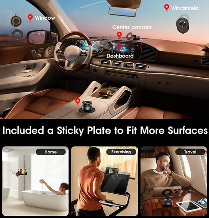 Magnetic Car Phone Mount – Upgraded Vacuum Suction Holder, 360° Adjustable Dashboard & Windshield Bracket