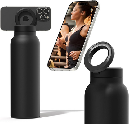 Insulated Water Bottle with Magnetic Phone Holder | Stainless Steel Tumbler Compatible with MagSafe for Gym, Car, & Sports