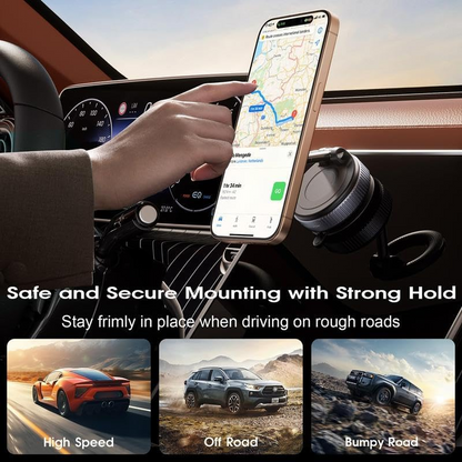 Magnetic Car Phone Mount – Upgraded Vacuum Suction Holder, 360° Adjustable Dashboard & Windshield Bracket
