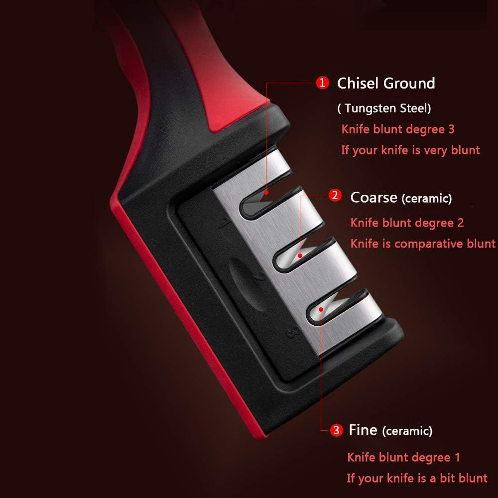 Premium Knife Sharpener, with 3-Stage Blades Sharpener Stone