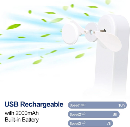 2 in 1 PowerBank Mini Handheld Fan – USB Rechargeable, Foldable & Portable Pocket Fan, Quiet Operation for Travel, Home & Outdoor
