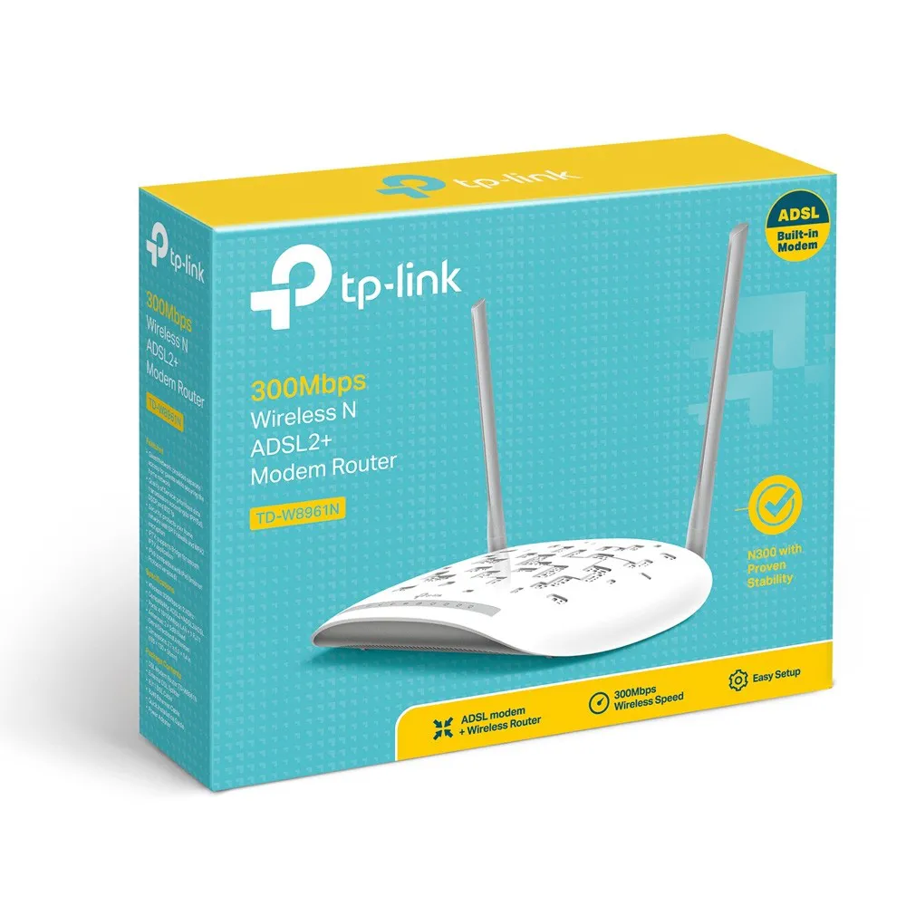 TP-LINK WIRELESS ROUTER 2 ANTENNA ADSL2+ TD-W8961N