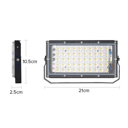 50W 50-SMD LED Flood Light with 120° Adjustable Angle, Waterproof Compact Size Outdoor Flood Light (L21 x W2.5 x H10.5)cm - White Light
