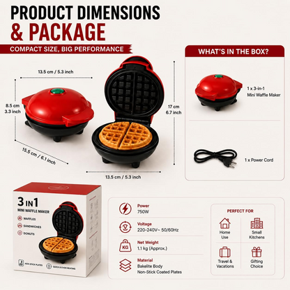 Round Non Stick Mini Waffle Maker