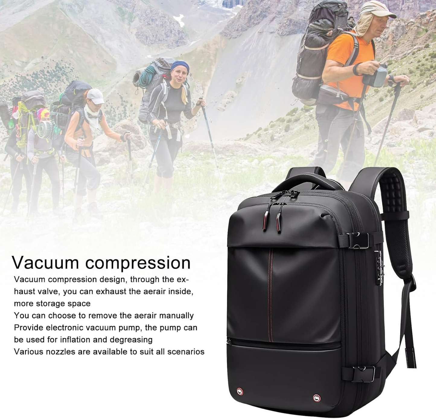 Vacuum Compression Travel Backpack with Pump – Space Saver Bag for Camping & Luggage