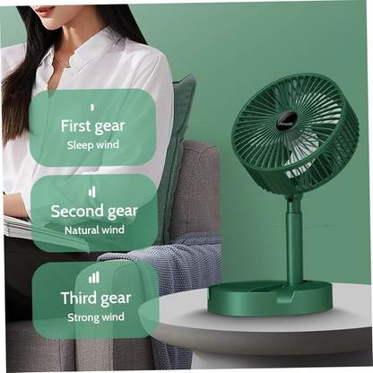 Foldable Desk Fan 3 Speeds, 180° Tilt Adjustable Rechargeable Fan with Low Noise & Long Battery Life