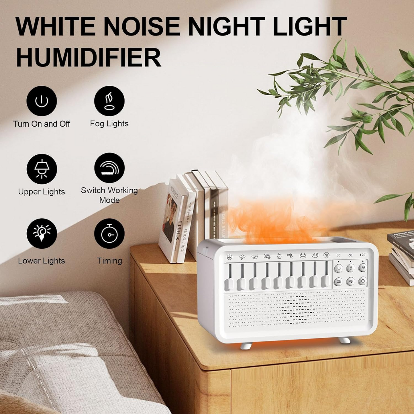 4 in 1 White Noise Sound Machine  Humidifier Diffuser