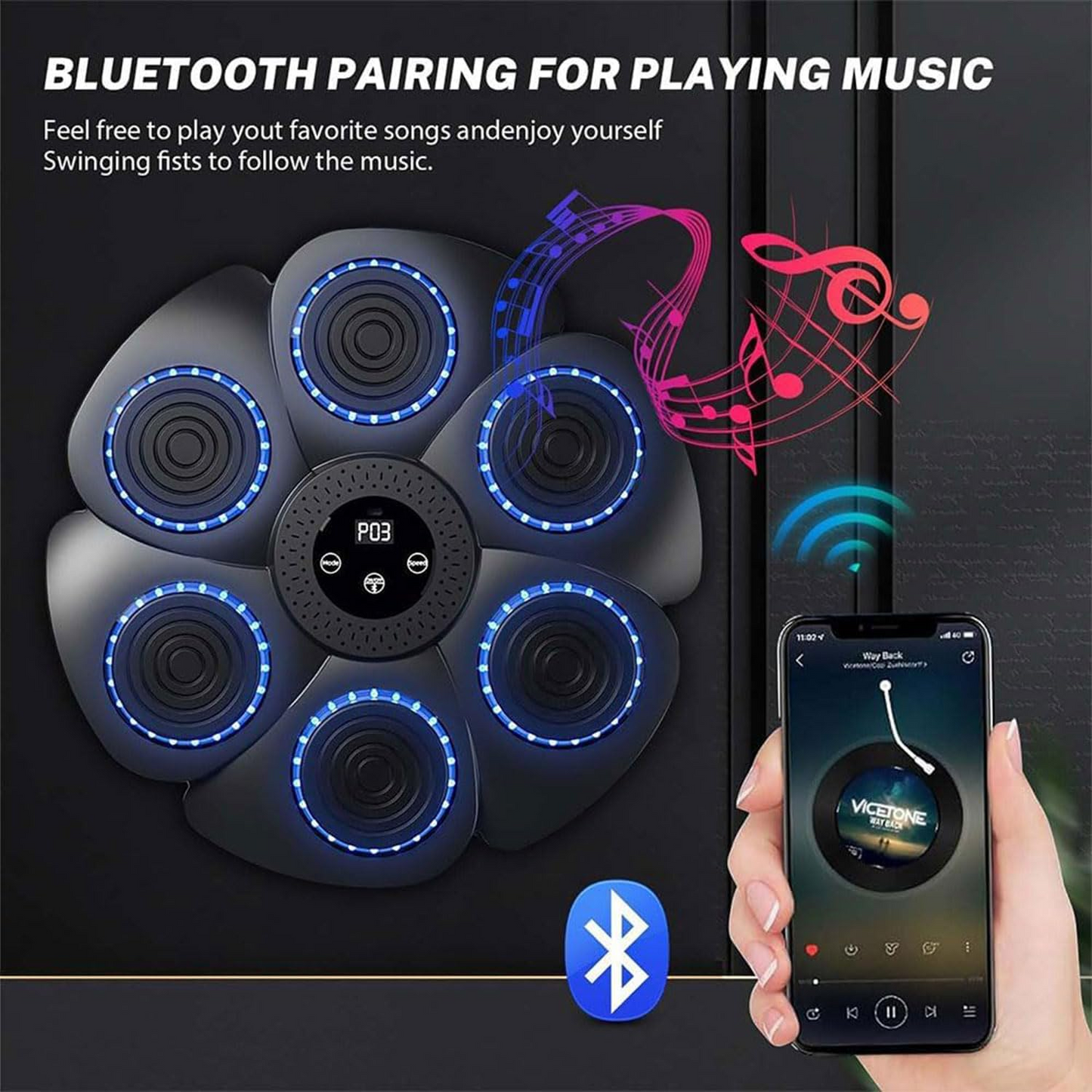 Professional Bluetooth Music Boxing Machine with LED Lights With Gloves