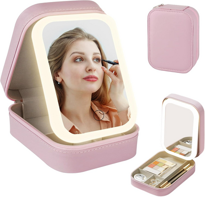 Travel Size LED Mirror & Beauty Makeup organiser Case