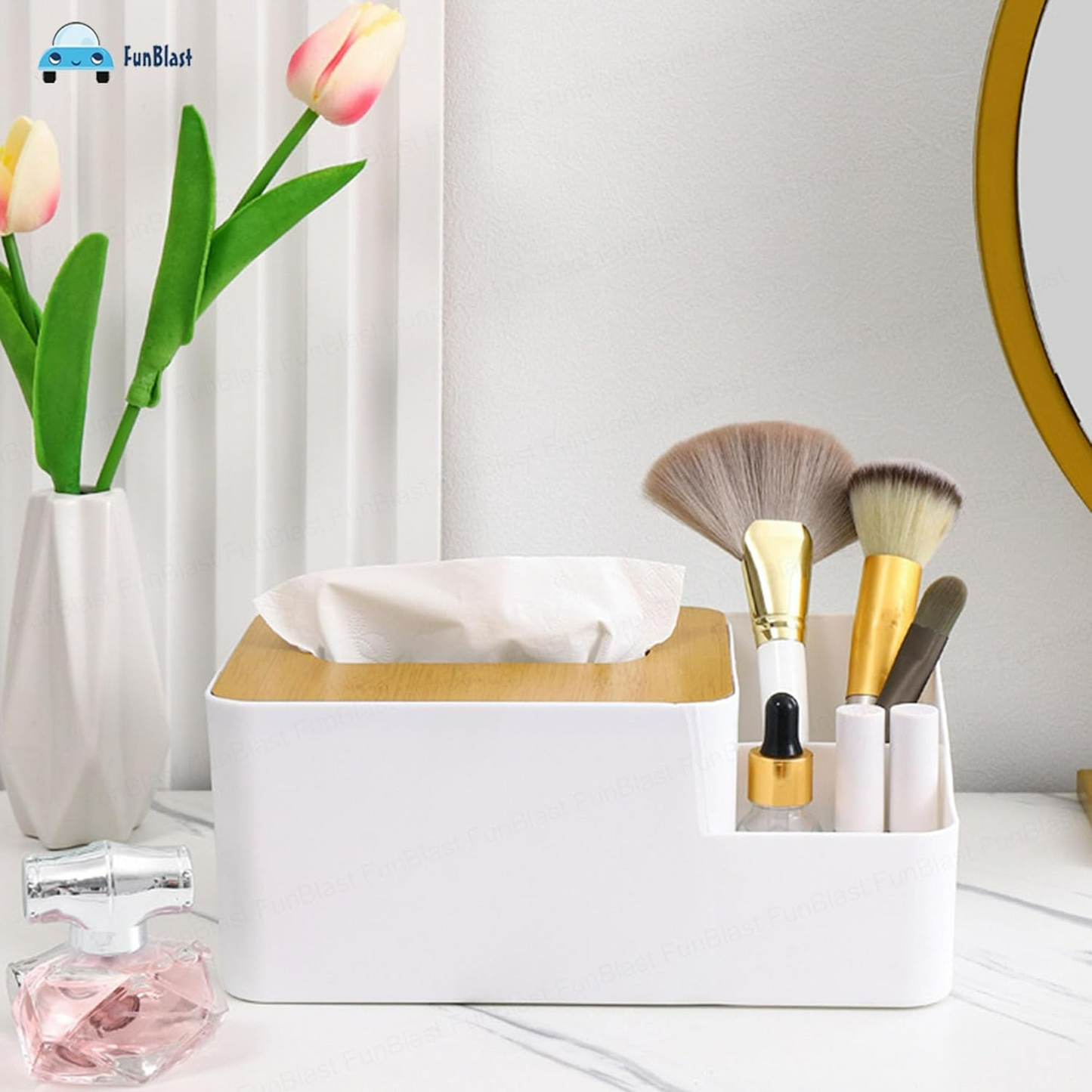 White Tissue Box – Multi-Function Plastic Napkin Holder & Organiser