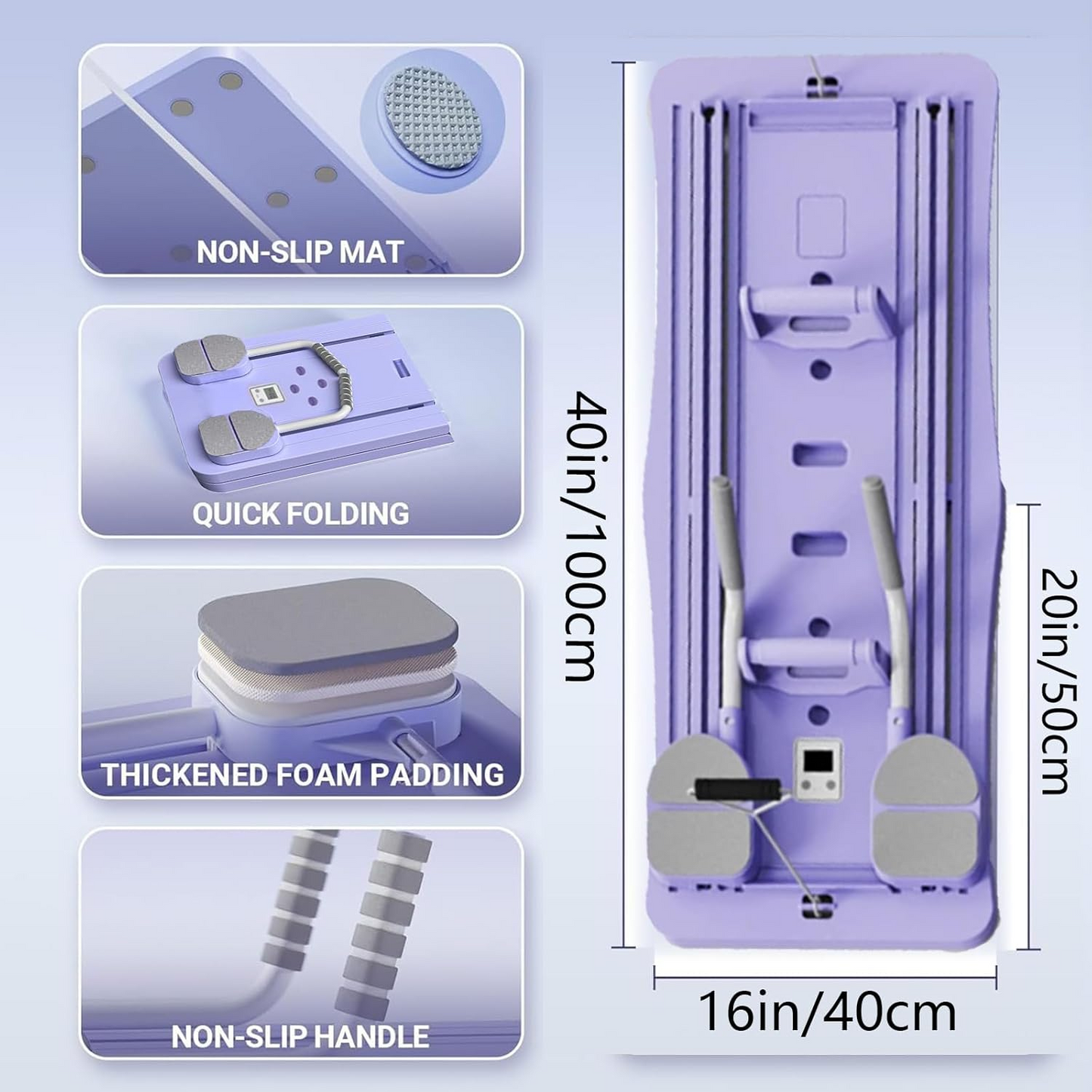 Foldable Pilates Reformer Machine – Multifunctional Home Fitness Board with Ab Roller