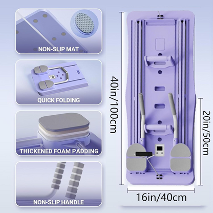 Foldable Pilates Reformer Machine – Multifunctional Home Fitness Board with Ab Roller