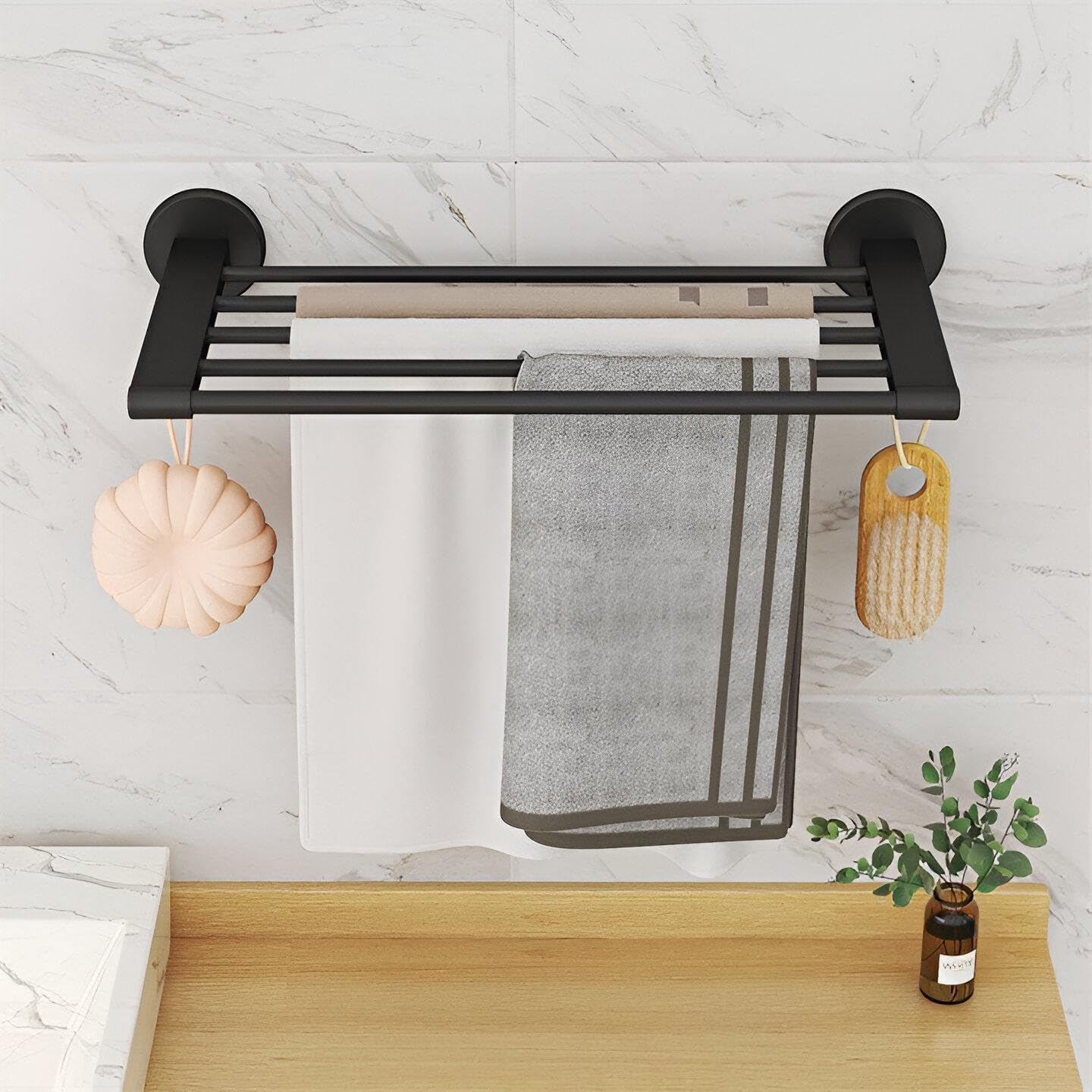 Wall Mounted Drying Rack, Metal Foldable Laundry Rack for Bathroom & Kitchen, Space-Saving Clothes Airer