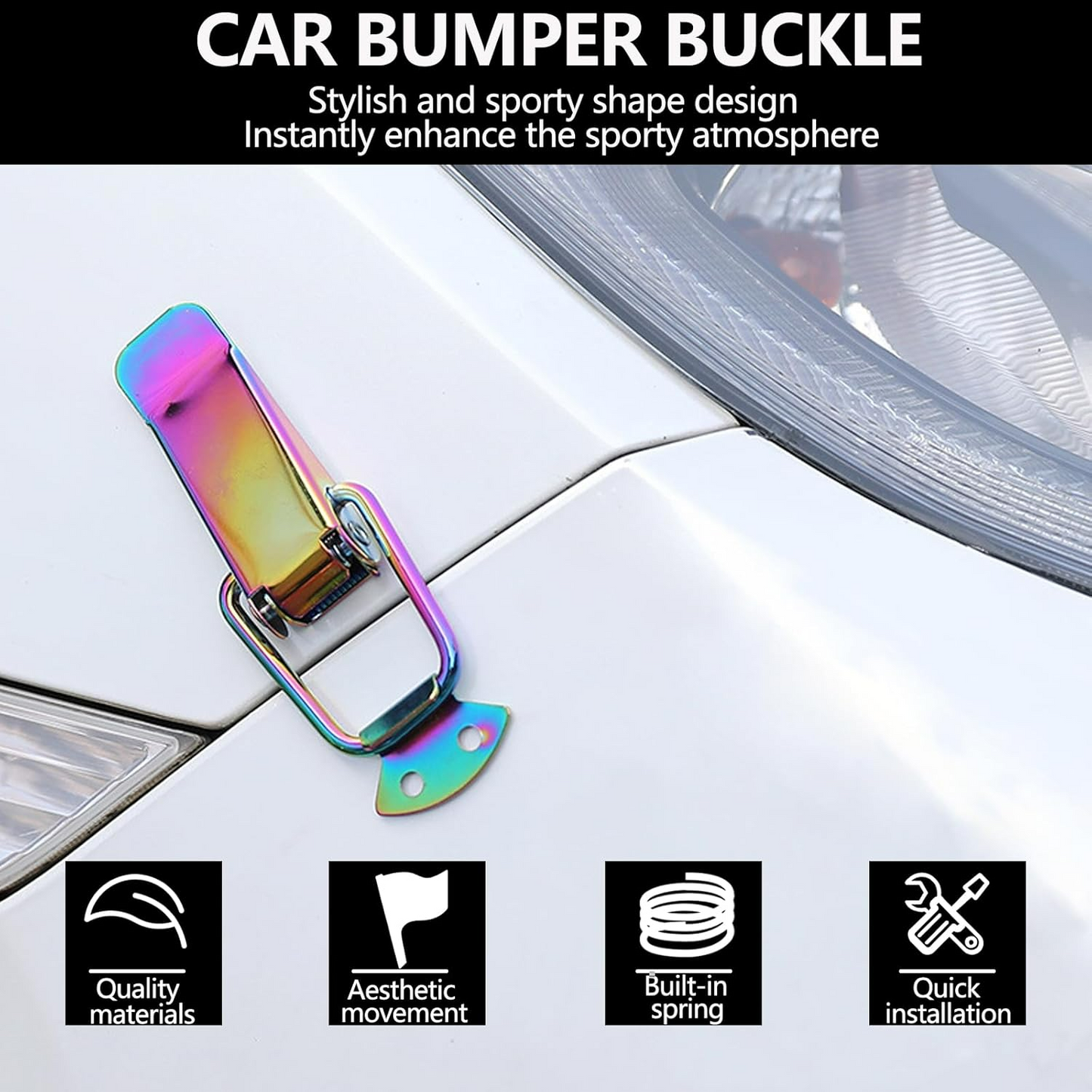 2PCS Colorful Stainless Steel Bumper Quick Release Fasteners – Universal Front & Rear Car Clips