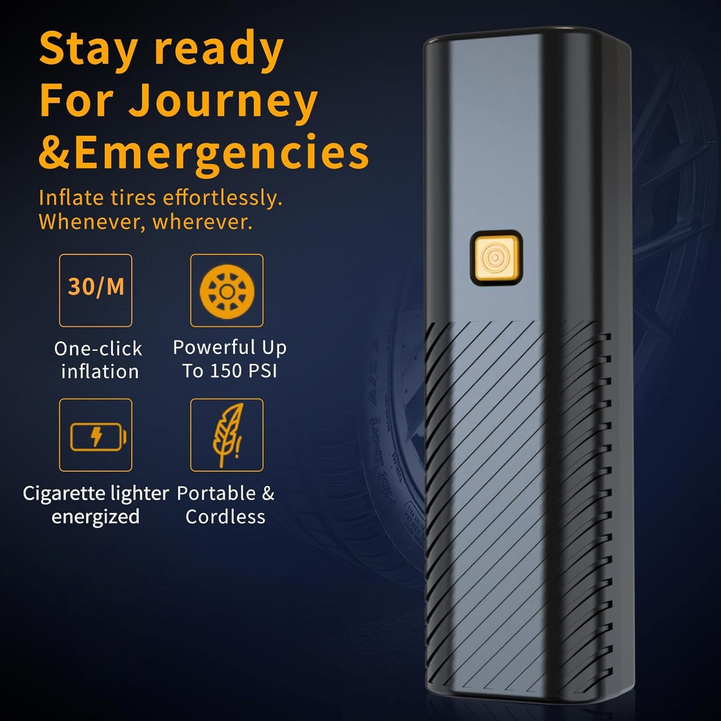 Tire Inflator Portable Air Compressor - Air Pump for Car Tires with Tire Pressure Gauge MK-322