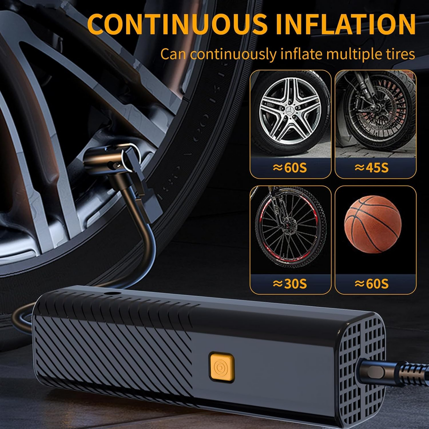 Tire Inflator Portable Air Compressor - Air Pump for Car Tires with Tire Pressure Gauge MK-322