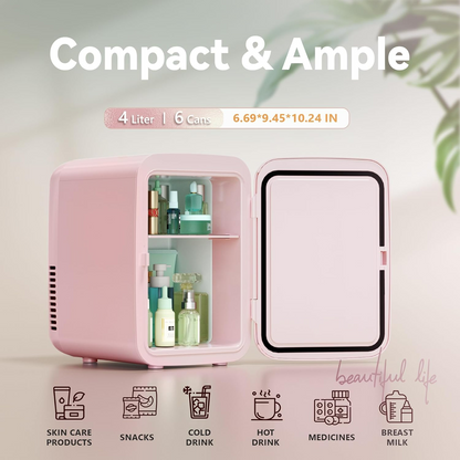 Mini Fridge - Portable Cooler & Warmer for Skincare, Drinks, Food