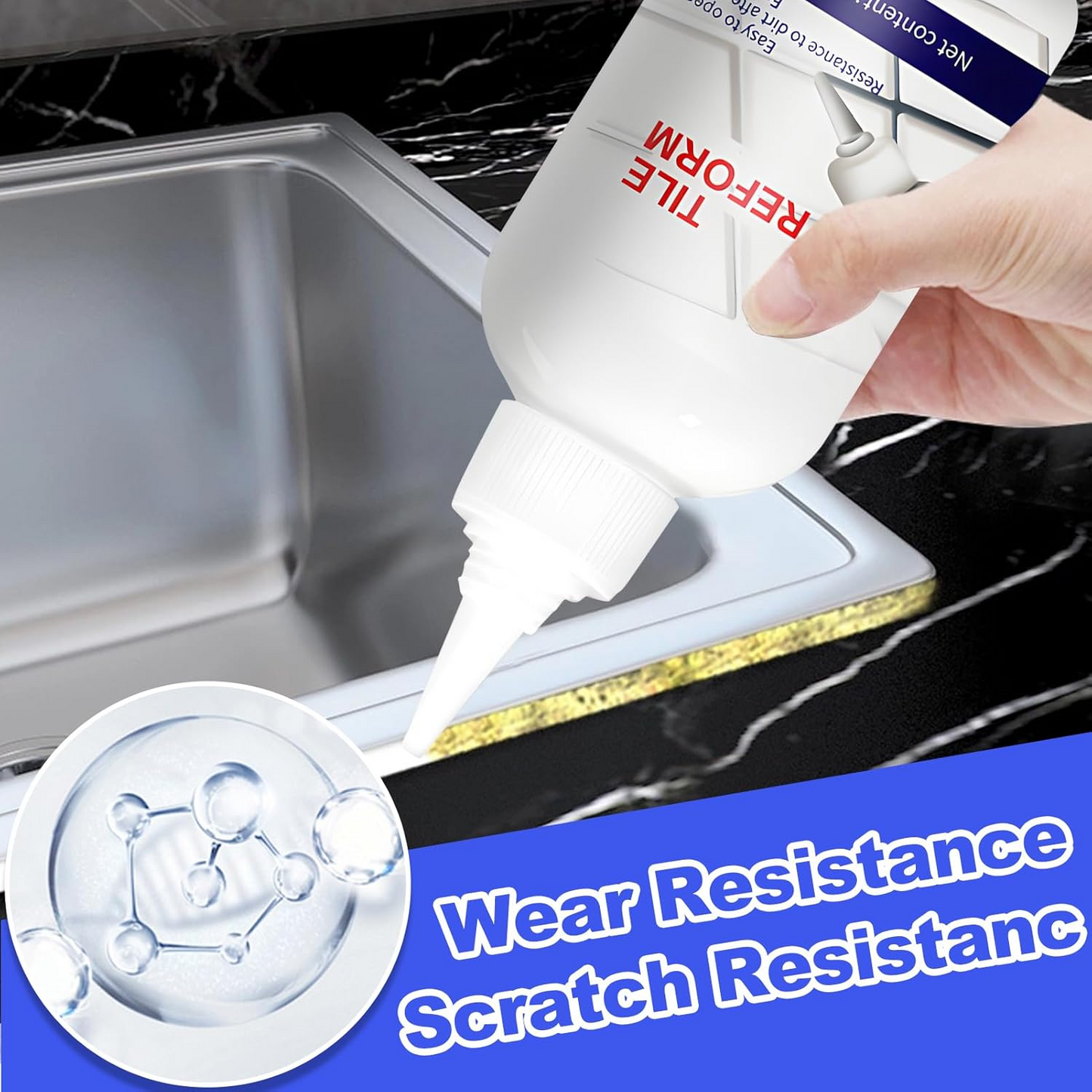 White Tile & Enamel Repair Kit – Waterproof, Quick-Dry with Spatula for Cracks & Scratches