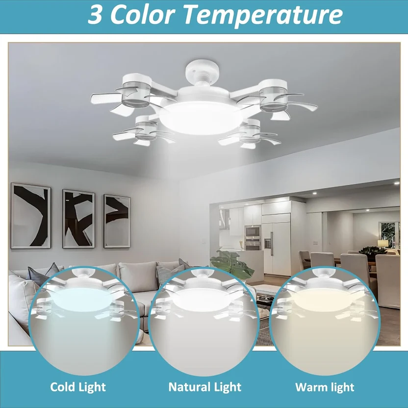 Silent F4 Led Ceiling Fans with Lights and Remote 3 Level