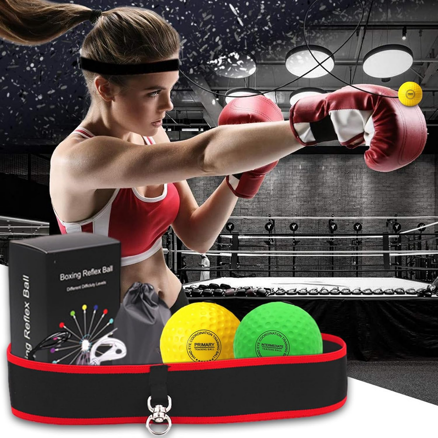 Boxer Reflex Ball Headband Set