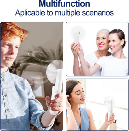 2 in 1 PowerBank Mini Handheld Fan – USB Rechargeable, Foldable & Portable Pocket Fan, Quiet Operation for Travel, Home & Outdoor