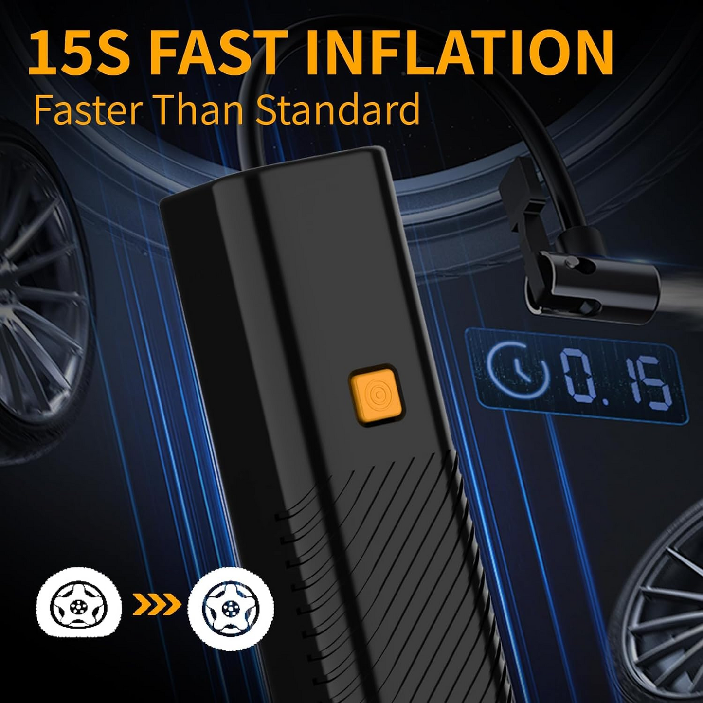 Tire Inflator Portable Air Compressor - Air Pump for Car Tires with Tire Pressure Gauge MK-322