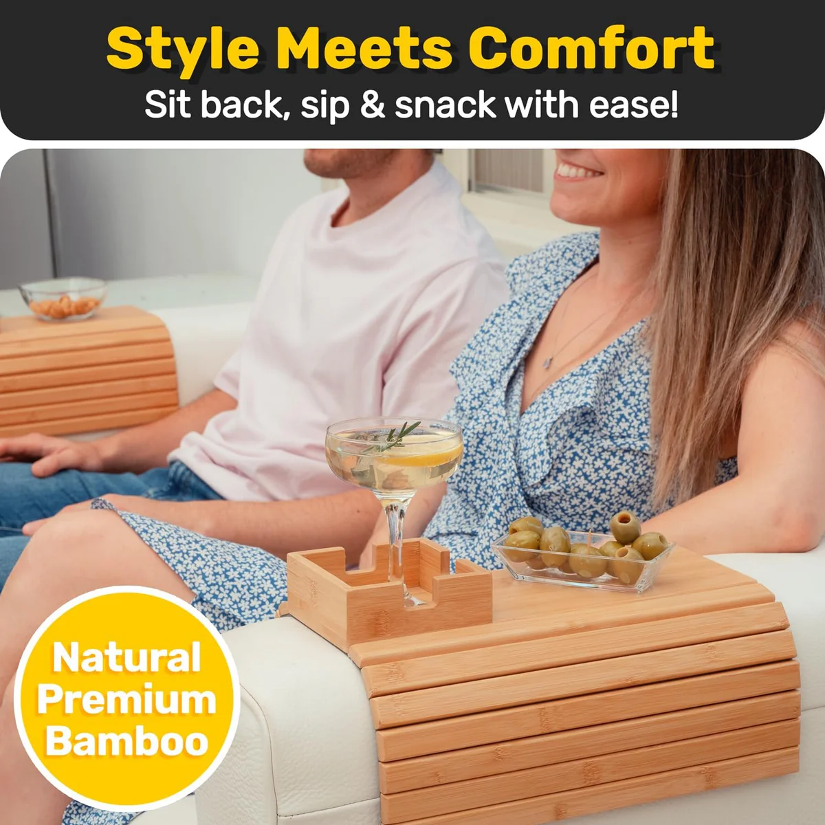 Bamboo Couch Arm Tray