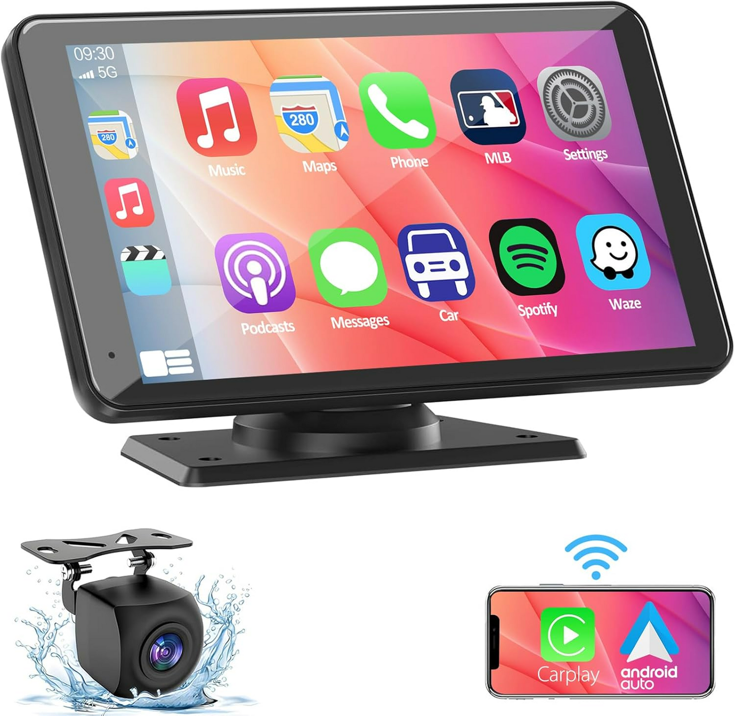 Wireless Car Radio Stereo Apple Carplay AirPlay & Android Auto with Backup Camera