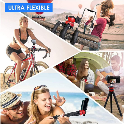 Flexible Octopus Tripod for Phone & Camera – Mini Tripod Travel Stand with Phone Clip Mount