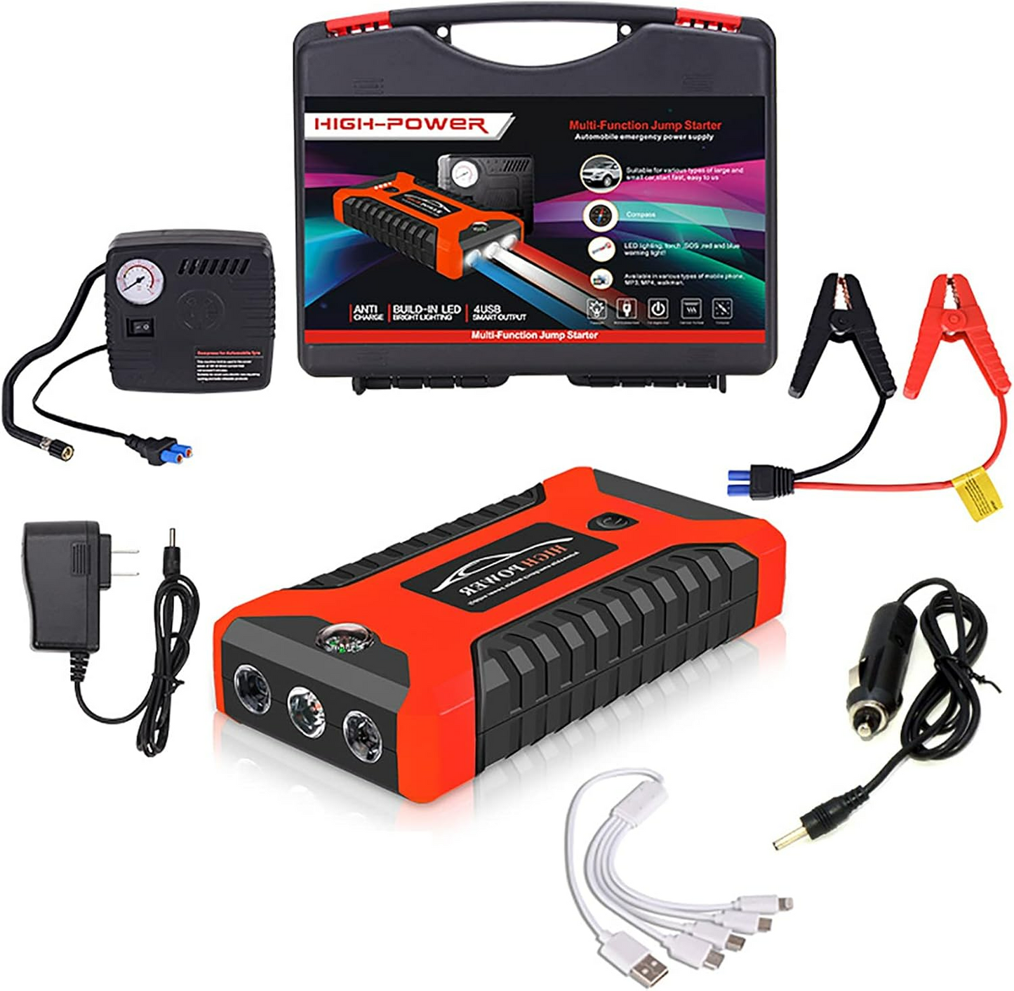Portable Car Jump Starter Power Bank, Battery Booster Charger, Starting Device, Auto Emergency, Lighting Start-up, 12V