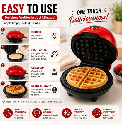 Round Non Stick Mini Waffle Maker