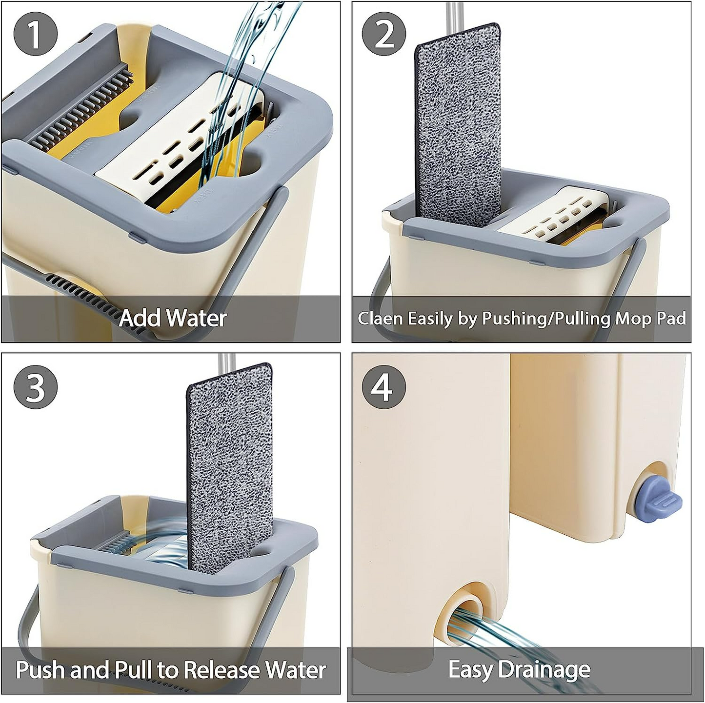 Household Cleaning Tool Wet Dry Hand-Free Mop Bucket Set With Plastic Basket Cloth Material