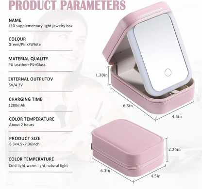 Travel Size LED Mirror & Beauty Makeup organiser Case