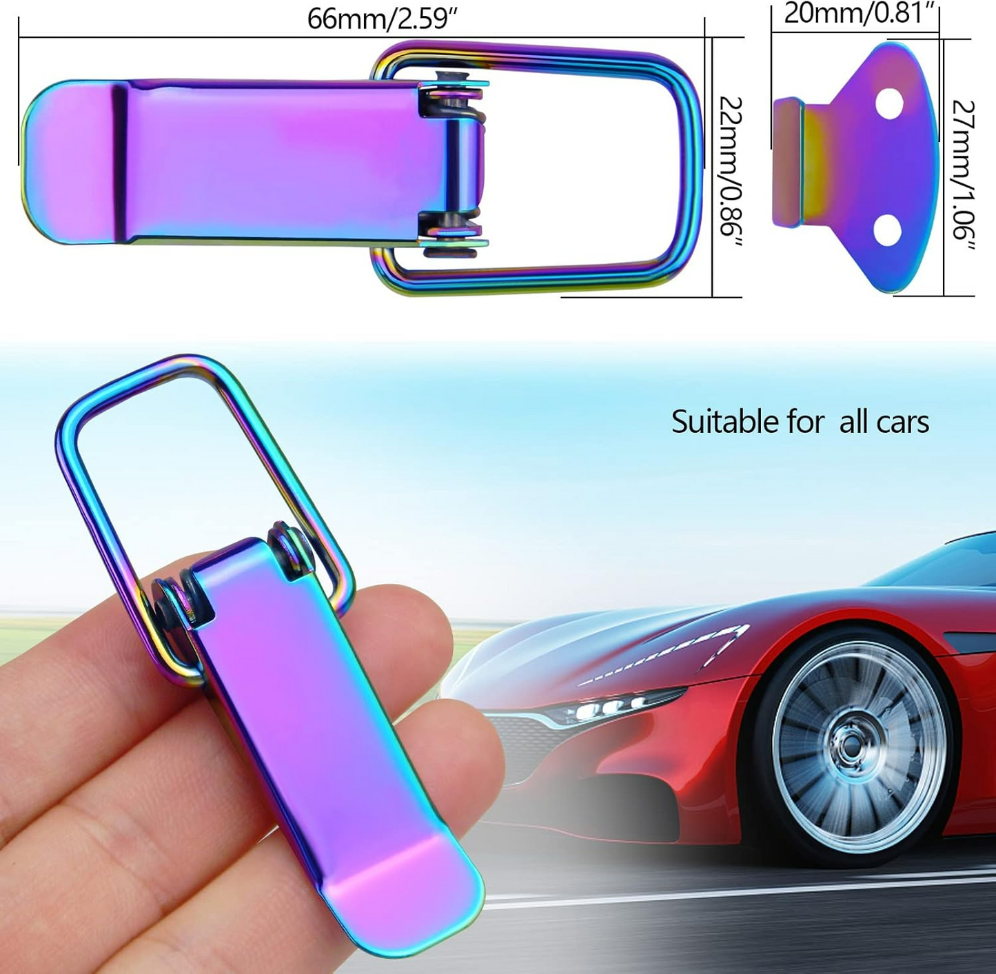 2PCS Colorful Stainless Steel Bumper Quick Release Fasteners – Universal Front & Rear Car Clips