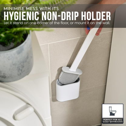Silicone Toilet Brush Set - Bendable Deep Cleaning Feature