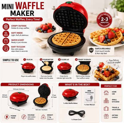 Round Non Stick Mini Waffle Maker
