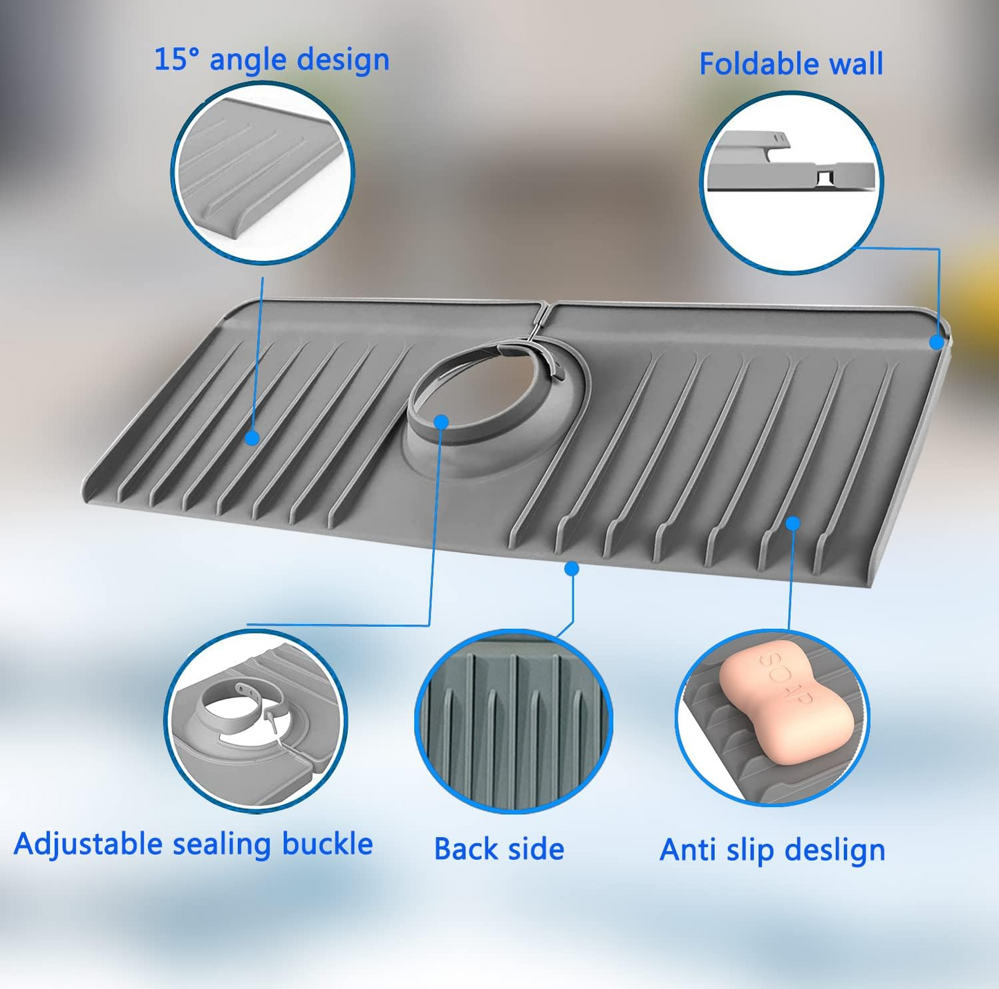 Surface Draining Mat Silicone Multipurpose Splash Proof Pad for Fauce