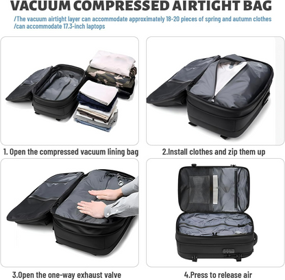 Vacuum Compression Travel Backpack with Pump – Space Saver Bag for Camping & Luggage