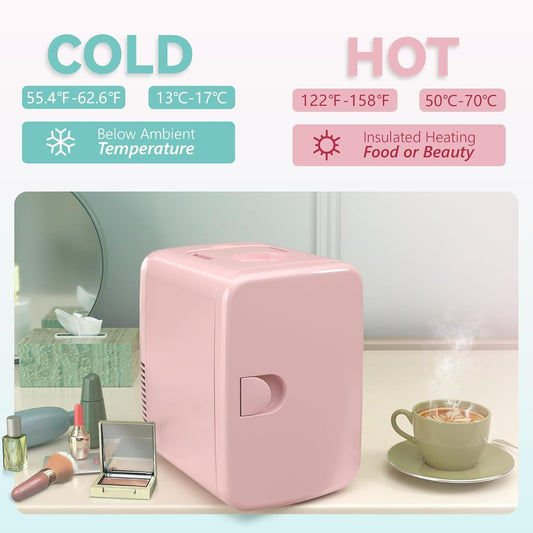 Mini Fridge - Portable Cooler & Warmer for Skincare, Drinks, Food