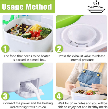 Electric Lunch Box – Portable Food Warmer for Work & Travel - Green