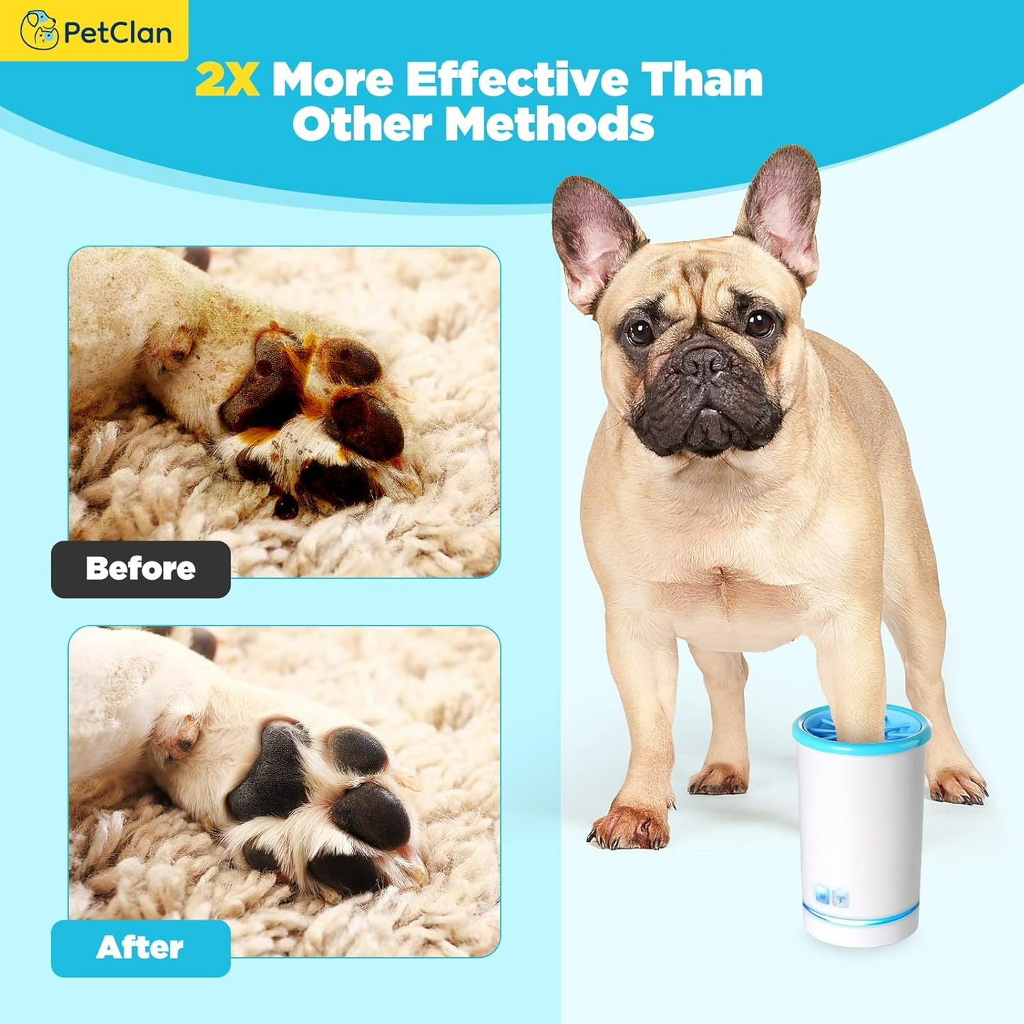 Dog Pet Foot Cleaner Rechargeable Soft Brushes for Small & Medium Dogs