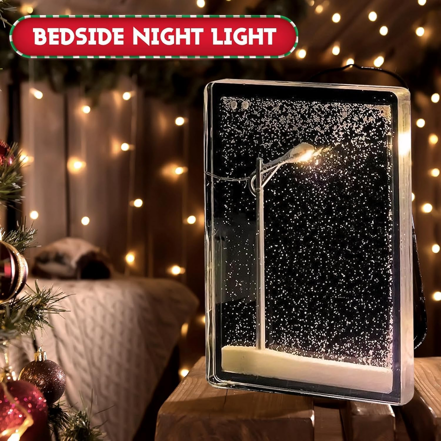 i Snow Tales Lamp, Snowy Night Street Lamp Christmas Snow Scene Light DIY Materials, Snow Globe Night Light