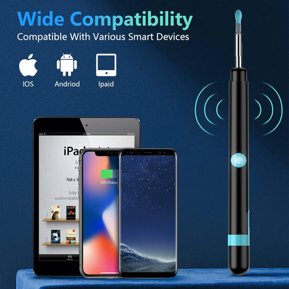 White Ear Wax Removal Tool with Camera – HD Ear Cleaner with 6 LED Lights