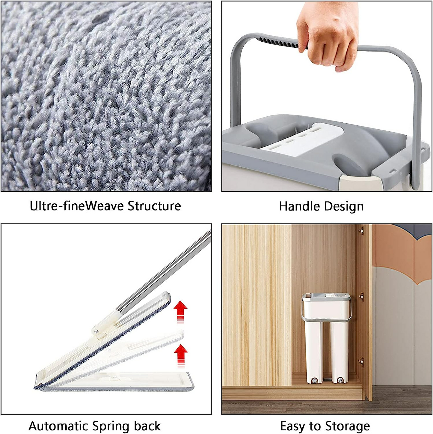 Household Cleaning Tool Wet Dry Hand-Free Mop Bucket Set With Plastic Basket Cloth Material