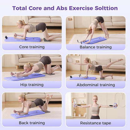 Foldable Pilates Reformer Machine – Multifunctional Home Fitness Board with Ab Roller