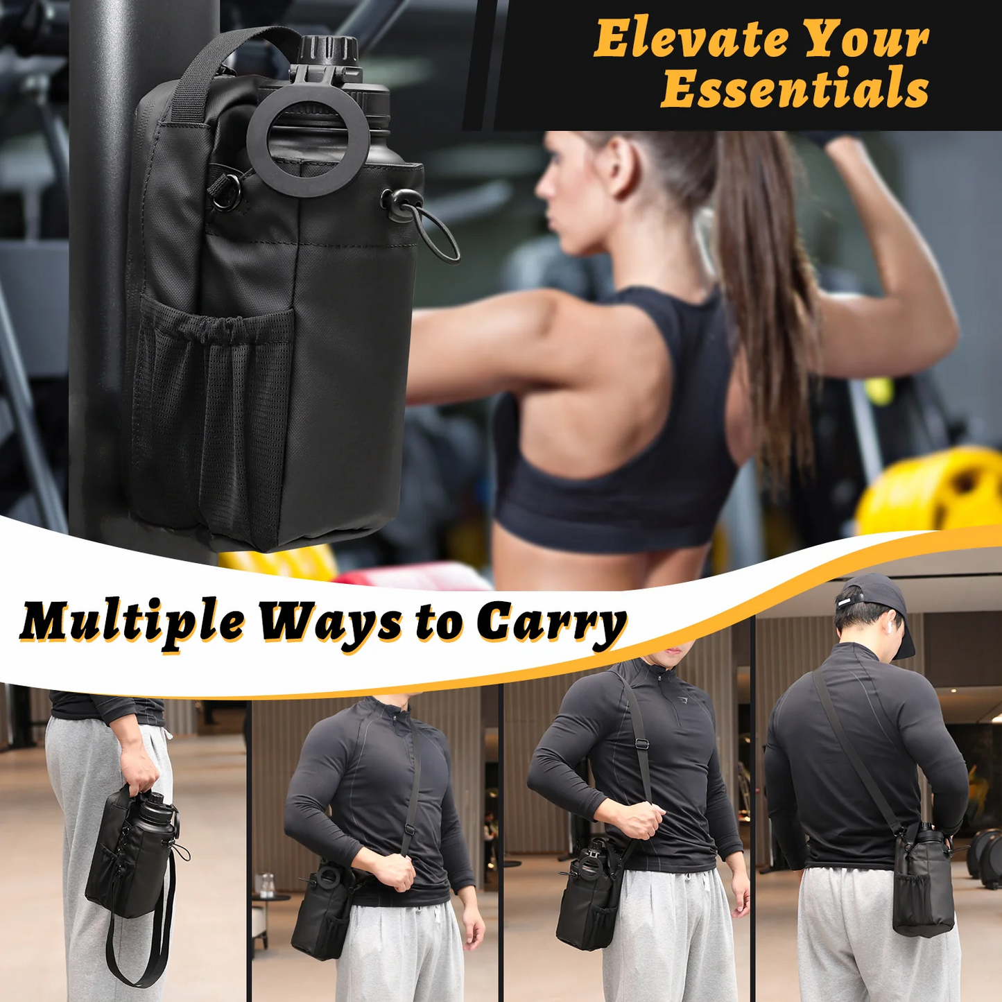 Magnetic Gym Bag With Water Bottle Holder
